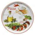 Produktbild: MamboCat Pizzateller Napoli Red Ø 33,8 cm I Servier Platte mit Motiven I Vorspeisenplatte zum Anrichten für Antipasti oder Tomate-Mozzarella I bunter Motiv Teller Porzellan für Pizza Pasta & Co