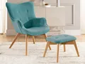 Produktbild: S-Style Möbel Loungesessel mit Fußhocker Lenari aus Cordstoff mit Füßen aus Massivholz (1 x Lounge-Sessel, 1 x Hocker)