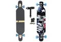 Produktbild: FunTomia Longboard Longboard in 3 Flex Stufen Camber Ahornholz + T-Tool mit LED Rollen, Camber Twin Tip