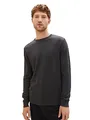 Produktbild: TOM TAILOR Herren Basic Strickpullover Mit Crewneck, 10617 - Black Grey Melange, L EU