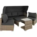 Produktbild: tectake Rattanlounge, Natur, Kunststoff, Organisch, 68x131x199 cm, Loungemöbel, Outdoorsofas