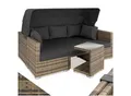 Produktbild: tectake® Aluminium Rattan Lounge, wetterfest und UV-beständig, für 5 bis 6 Personen, mit klappbarem Sonnenschutz