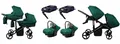 Produktbild: BabyLux® Kinderwagen Set 4 in 1 für Zwillinge - Trailux Duo - Bottle Green - incl. Babywanne, Buggy Sportsitz, Auto-Babyschale, ISOFIX-Basisstation - Autositz - Geschwisterwagen Zwillingskinderwagen