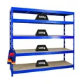 Produktbild: PROREGAL Profi Schwerlastregal Rhino EXTRA BREIT blau HxBxT 180x200x60cm Fachlast 500kg 5X Spanplatten-Ebenen 8mm Garagenregal, Lagerregal, Steckregal, Weitspannregal