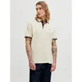 Produktbild: Jack & Jones Poloshirt JJEPAULOS Poloshirt mit klassischem Kragen und figurbetonter Form Logostickerei, modisch, schmal, Baumwolle, Polokragen weiß M (50)