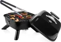 Produktbild: Hybridgrill & Grillzange Elektro-& Holzkohlegrill Garten Balkon Camping 37x37cm