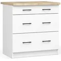 Produktbild: Küchenschrank Akord Oliwia Modular S80 Unterschrank Mit Arbeitsplatte Weiß 80 Cm 3 Schubladen B80 X H85 X T46 Cm