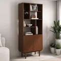 Produktbild: IDIMEX Wohnzimmerschrank Simona mit offenen Fächern, kastanien Farben – modernes Holzregal skandinavisches Design mit Türen und Stauraum Wohnzimmer Regal Design Bücherregal