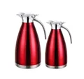 Produktbild: 2er Set Thermoskanne Isolierkanne Kaffeekanne 1 Liter + 1,5 Liter (Rot)