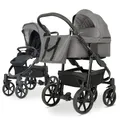 Produktbild: my junior® MIYO² 2in1-Kinderwagen | verstellbare Allrad-Federung | Integrierte Reflektoren | 360° unplattbare Luftkammerreifen | Babywanne klappbar, ventiliert, Wippfunktion - Cool Grey