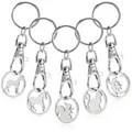 Produktbild: com-four® 5x Schlüsselanhänger aus Metall mit Karabinerhaken und Einkaufswagenchip, abnehmbarer Einkaufschip als Glücksbringer für den Schlüsselbund (05 Stück - Tiere)