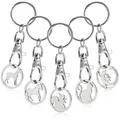 Produktbild: 5x Schlüsselanhänger aus Metall mit Karabinerhaken und Einkaufswagenchip,Tiere