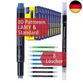 Produktbild: ONLINE 80x kompatible LAMY Patronen blau & 8x Tintenkiller, Vorteilspack, für 