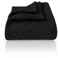 Produktbild: Laynenburg Tagesdecke Musselin aus 100% Baumwolle – Baumwolldecke, Kuscheldecke, Wohndecke als Sommerdecke, Bett-Überwurf, Couch-Überwurf, Sofa-Decke schwarz 220 cm x 240 cm
