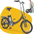 Produktbild: aktivelo E-Klapprad, 20 Zoll E-Bike, Faltrad mit wartungsfreiem 250 W Mittelmotor mit 5 Motorunterstützungsstufen, 65 km Reichweite, 7 Gang Schaltung
