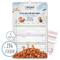 Produktbild: CALLUNA® – Familienkalender 2026 – 12 bunt gestaltete Monate – 6 Spalten für die Familie – inkl. Feiertagen & Ferien für Deutschland & Österreich – inkl. 234 Sticker für u. a. Müll-Termine