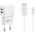 Produktbild: Goobay Dual USB-A Ladegerät mit Apple Lightning Kabel (12 W, 2 Ports) (44979)
