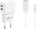 Produktbild: GOOBAY 44979 - USB-Ladegerät, dual, 5 V, 2,4 A, Lightning, weiß
