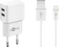 Produktbild: goobay 12W 2x USB-A Ladegerät mit Kabel 1m, weiß