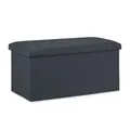 Produktbild: Relaxdays Sitzbank, Stauraum, Kunstleder, faltbar, gepolstert, Flur, Schlafzimmer, HBT 37,5 x 76,5 x 38,5 cm, dunkelgrau