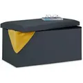 Produktbild: Relaxdays Sitzbank, Stauraum, Kunstleder, faltbar, gepolstert, Flur, Schlafzimmer, HBT 37,5 x 76,5 x 38,5 cm, dunkelgrau