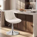 Produktbild: VASAGLE Schminkstuhl, Stizhocker, 65,5-77,5 cm höhenverstellbar, Barhocker, drehbar, PolyurethanBezug, weiß