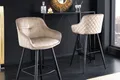 Produktbild: riess-ambiente Barhocker EUPHORIA champagner greige / schwarz (Einzelartikel, 1 St), Esszimmer · Samt · Edelstahl · mit Lehne · Tresenstuhl · Barock Design