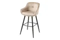 Produktbild: Barstuhl mit Lehne Samt Metall in Creme Beige Schwarz Hocker Tresen Küche Bar
