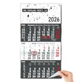 Produktbild: TOBJA 3-Monatskalender 2026 Wandkalender mit Schieber – FSC-zertifizierter Kalender 2026 mit Feiertagen & Kalenderwochen – 30x56 cm – Kalender für Büro & Planung