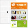 Produktbild: Printation Weiße Etiketten wasserfest 105 x 74 mm auf 25 DIN A4 Bogen 2x4-8 Labels pro Bogen - 200 Folienetiketten 105x74 Klebeetiketten zum bedrucken mit Laser-Drucker wetterfest weiß selbstklebend