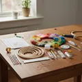 Produktbild: Stickerei Set mit Nähzubehör Bambus Stickrahmen Stickgarn Aida Tücher