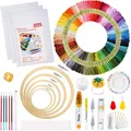 Produktbild: Stickerei Set mit Anleitung, 5 Bambus Stickrahmen, 100 Farben Garn, Bastelbedarf