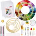 Produktbild: Stickerei Set Embroidery Kit mit Anleitung 5 Bambus-Stickrollen 100 Stickgarn...
