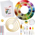 Produktbild: Stickerei Set mit Anleitung, 5 Bambus Stickrahmen, 100 Stickgarn, 3 Aida Stof...