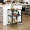 Produktbild: VASAGLE Servierwagen auf 4 Rollen, Küchenwagen aus Holz Metall