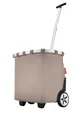 Produktbild: reisenthel carrycruiser Herringbone Mokka – Tragbarer Einkaufstrolley mit stabilem Aluminiumrahmen, Schultergurt und herausnehmbarer Netz-Innentasche – Aus wasserabweisendem Material