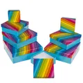 Produktbild: 8 Hellblaue Geschenkkartons mit Regenbogen in verschiedenen Größen Kartons Blau