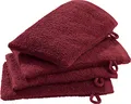 Produktbild: Erwin Müller Waschhandschuh-Set 4er-Pack weinrot Größe 15x21 cm - Ludwigsburg - 100% Baumwolle - kuschelweich, saugstark, voluminös - praktisch durch Schlaufe (weitere Farben)