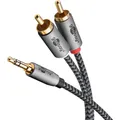 Produktbild: Goobay Audio Adapterkabel AUX, 3,5-mm-Klinke zu Stereo-Cinch-Stecker, 0,5 m, Sharkskin Grey (0.50 m, 3.5mm Klinke (AUX), Cinch) (65284)