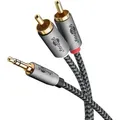 Produktbild: Audio Adapterkabel AUX, 3,5-mm-Klinke zu Stereo-Cinch-Stecker, 0,5 m, Klinke 3,5 mm Stecker (3-Pin, stereo) 2x Cinch-Stecker (Audio links/rechts).