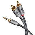 Produktbild: Audio Adapterkabel AUX, 3,5-mm-Klinke zu Stereo-Cinch-Stecker, grau, 0,5m