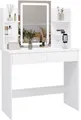 Produktbild: Woltu Schminktisch (1-St), mit Spiegel, mit LED-Beleuchtung, 2 USB-Ports, Weiß