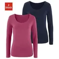 Produktbild: Vivance Langarmshirt aus elastischer Baumwoll-Qualität (2er-Pack) bunt 36/38