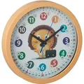 Produktbild: Relaxdays - Wanduhr Kinder, ø 30 cm, Kinderzimmeruhr Löwe, bunte Zahlen, Uhrzeit lernen, Lernuhr Junge & Mädchen, gelb