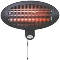 Produktbild: Perel Terrassen-Heizstrahler, 2000 W, Quartz, Wandmontage, Zugschalter, spritzwassergeschützt, 3 Heizstufen, inkl. Befestigungsmaterial, Metall