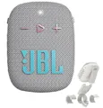 Produktbild: JBL Box Wind 3S Tragbarer mini Bluetooth Lautsprecher Wasserdicht mit Clip für Sport, Fahrrad und Roller - Bass Boost - Weiß Hellgrau