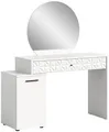 Produktbild: xonox.home - Schminktisch Prisma 117x138x42 cm in Front weiß Hochglanz Korpus weiß mit Spiegel und Schubkasten - Schminktisch Frisiertisch Kosmetiktisch Schreibtisch - modern und funktional