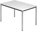 Produktbild: bümö Besprechungstisch Serie-D - Nachbildung: Weiß, tischfuss: Rundrohr verchromt, Größe:  120x80 cm