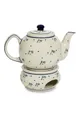 Produktbild: Bunzlauer Keramik Teekanne 1L Teekanne mit Stövchen – Zeitlos, kompakt-bauchige Form, Dekor 111, 1,00 l