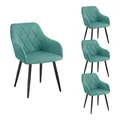 Produktbild: WOLTU 4er Set Esszimmerstühle mit Armlehne Rückenlehne, Stuhl im Esszimmer mit Samtbezug, bequemer Polsterstuhl, Küchenstuhl mit Metallbeinen, Türkis